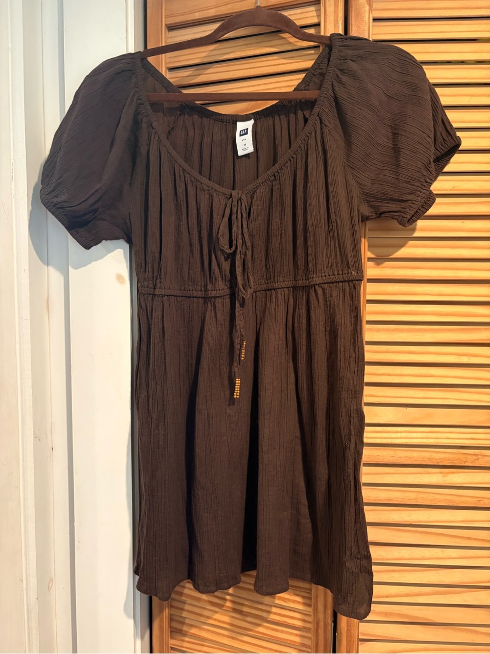 Y2K Gap Babydoll Peasant Shirt Boho Tunic Top Cotton Gauze 2000s Elena Gilbert